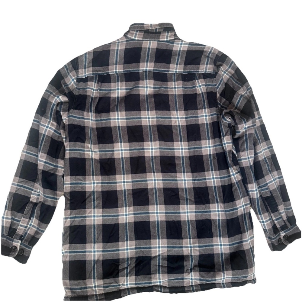 LL Bean Fleece Lined Flannel Plaid Button Up Shirt Jacket Shacket Large Tall - Picture 3 of 11